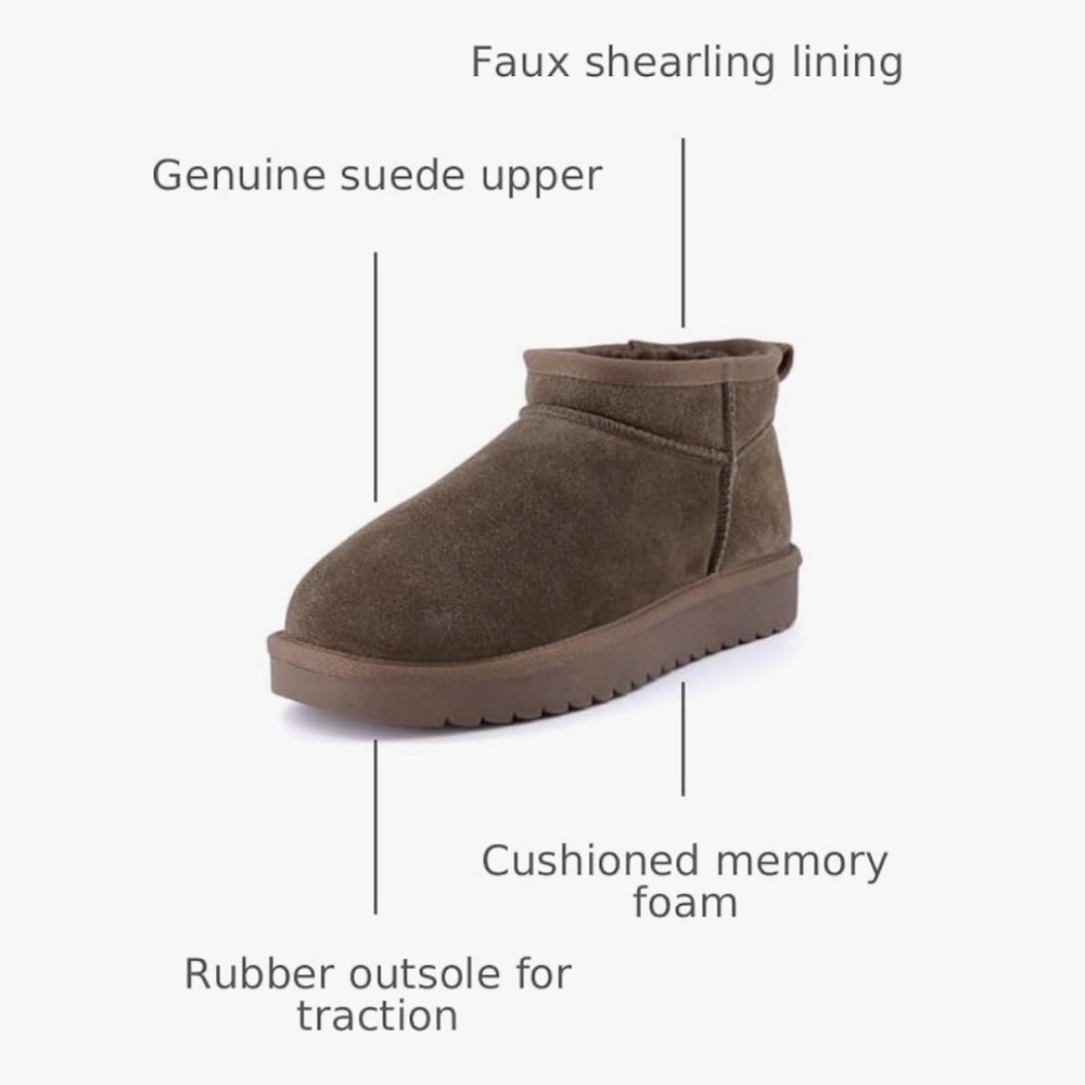 CUSHIONAIRE Genuine Suede Ankle Boots Taupe Faux Fur Size 9 - Picture 3 of 12
